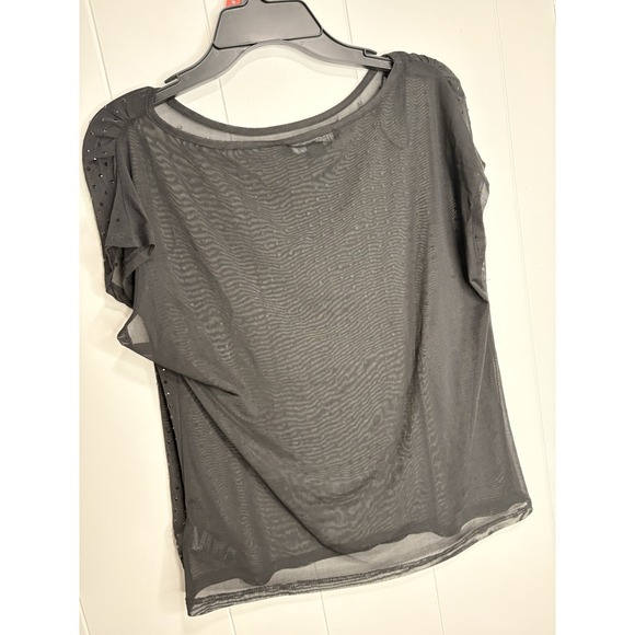 Forever 21 Black sheer with black doots  accents top club  party trendy dark - Picture 3 of 3